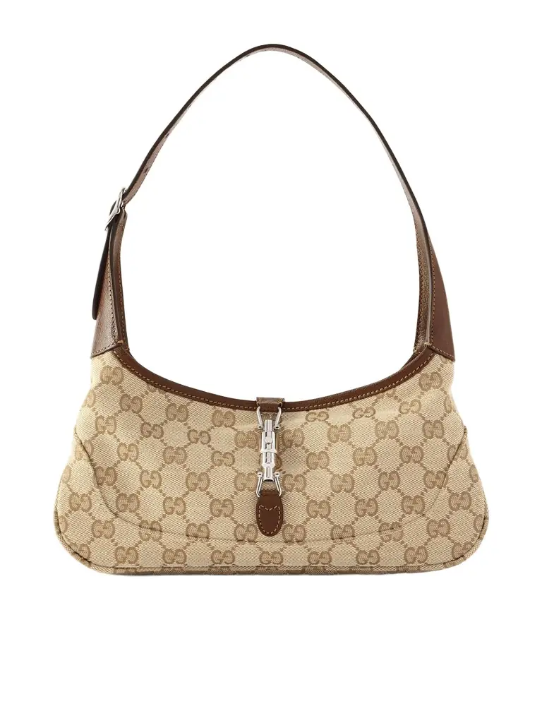 Gucci Jackie 1961 Slim Small Leather-trimmed Canvas-jacquard Shoulder Bag