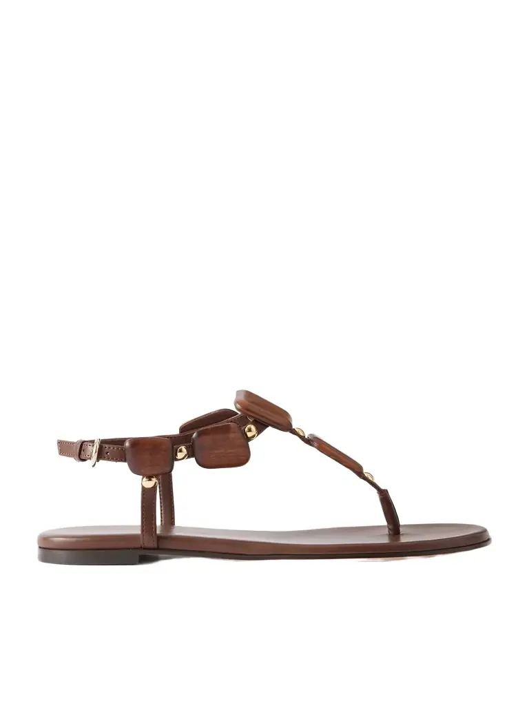 Gianvito Rossi Embellished Leather Flat Sandals