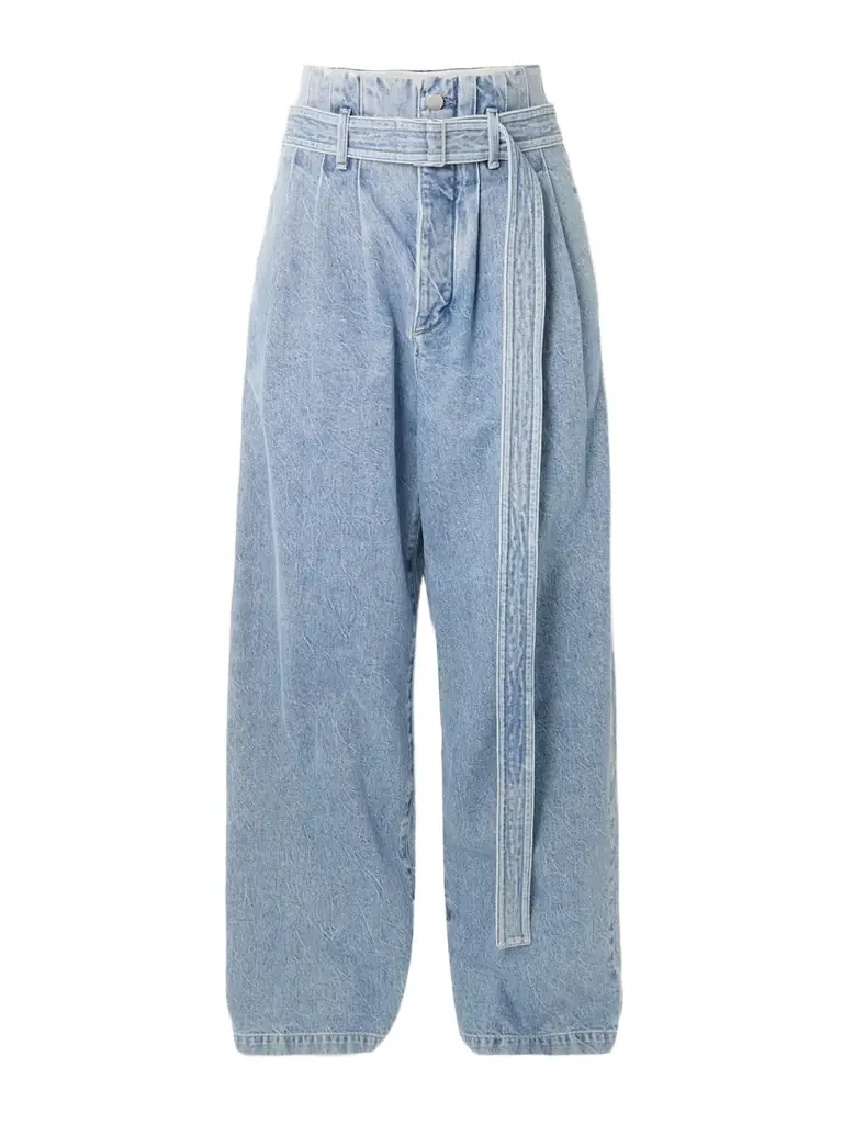 AGOLDE + Maria Mcmanus Corset Belted Pintucked High-rise Wide-leg Jeans