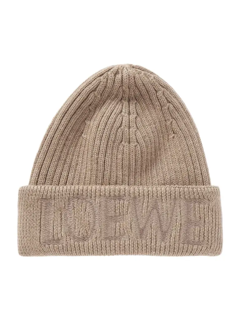 Loewe Embroidered Ribbed Wool Beanie
