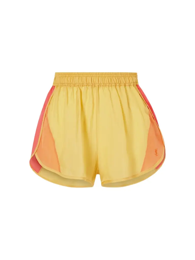 Saint Laurent Color-block Satin Shorts
