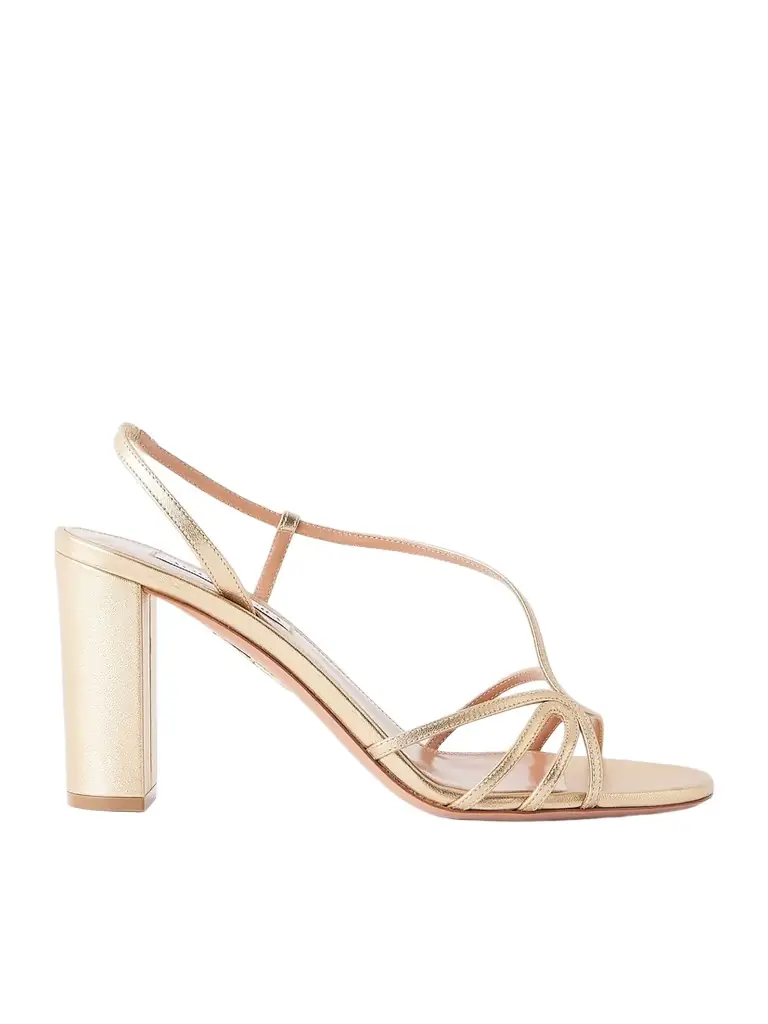 Aquazzura Talk To Me 85 Metallic Leather Sandals