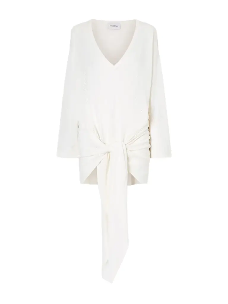 The Attico Knotted Perforated Jersey Mini Dress