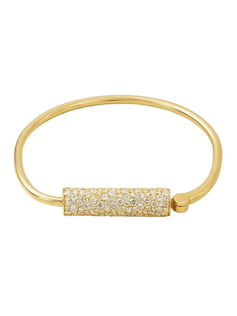 Marla Aaron Stoned Trundle Lock 18-karat Gold Diamond Bracelet
