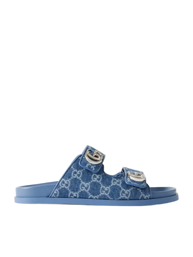 Gucci Embellished Printed Denim Sandals