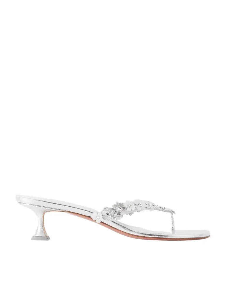 Amina Muaddi Janis 45 Crystal-embellished Leather Thong Sandals