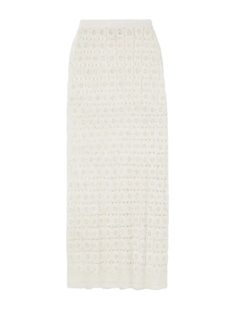 Calle Del Mar Tea Party Crochet Midi Skirt - Women's Clothing