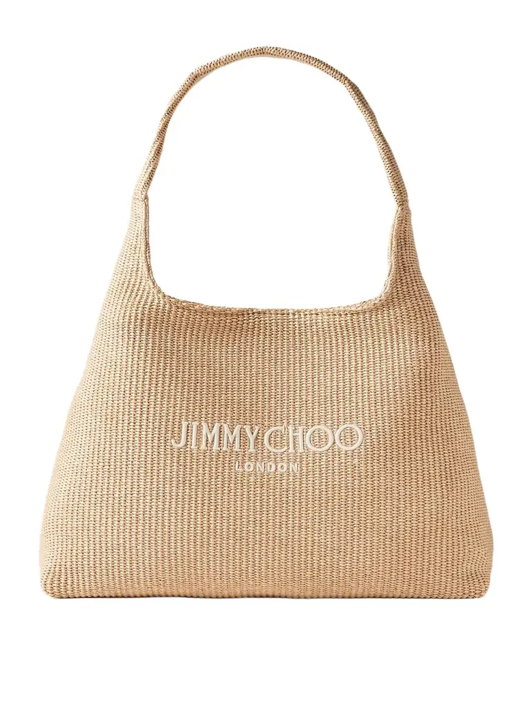 Jimmy Choo Embroidered Raffia Tote