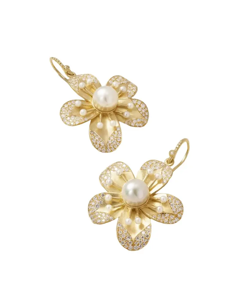 Irene Neuwirth Blossom 18-karat Gold, Pearl And Diamond Earrings