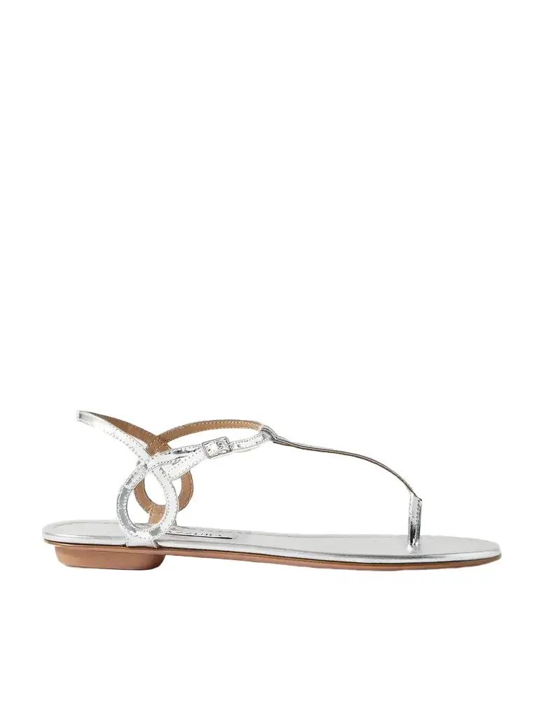 Aquazzura Almost Bare Metallic Leather Sandals