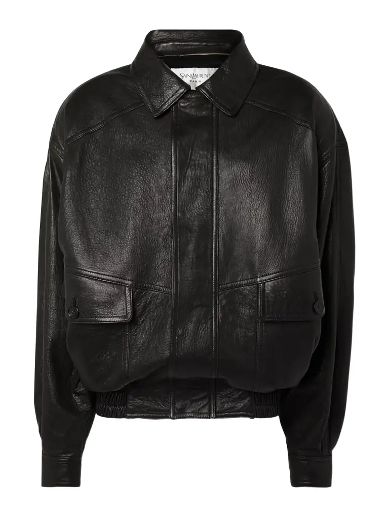 Saint Laurent Textured-leather Bomber Jacket