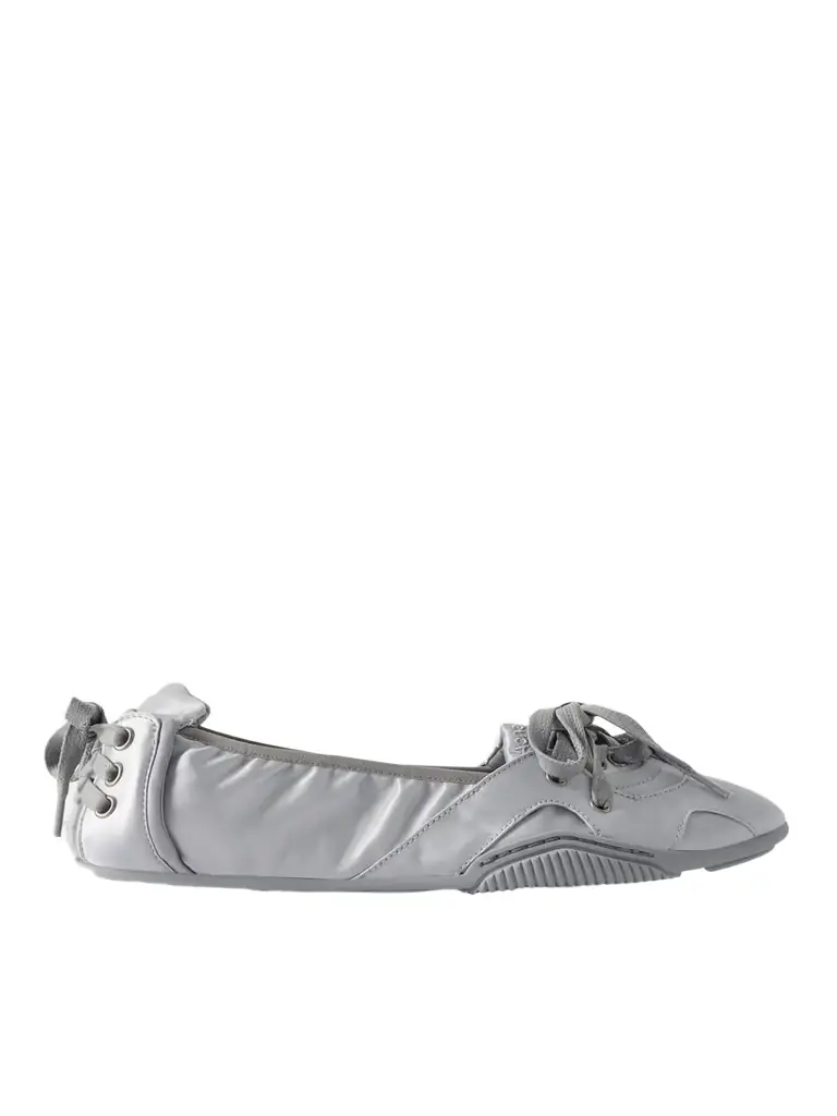 Acne Studios Bilaria Paneled Logo-print Satin Ballet Flats