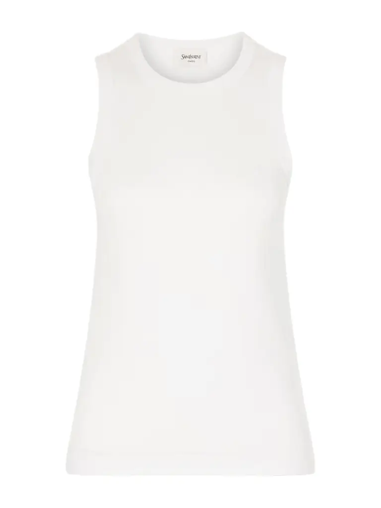 Saint Laurent Embroidered Ribbed Cotton-jersey Tank