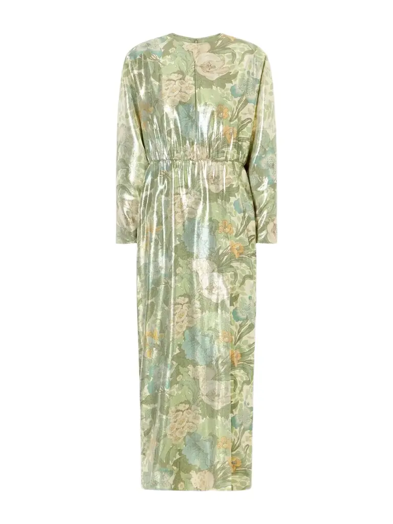 Valentino Garavani Cut-out Floral-print Silk-blend Lamé Midi Dress