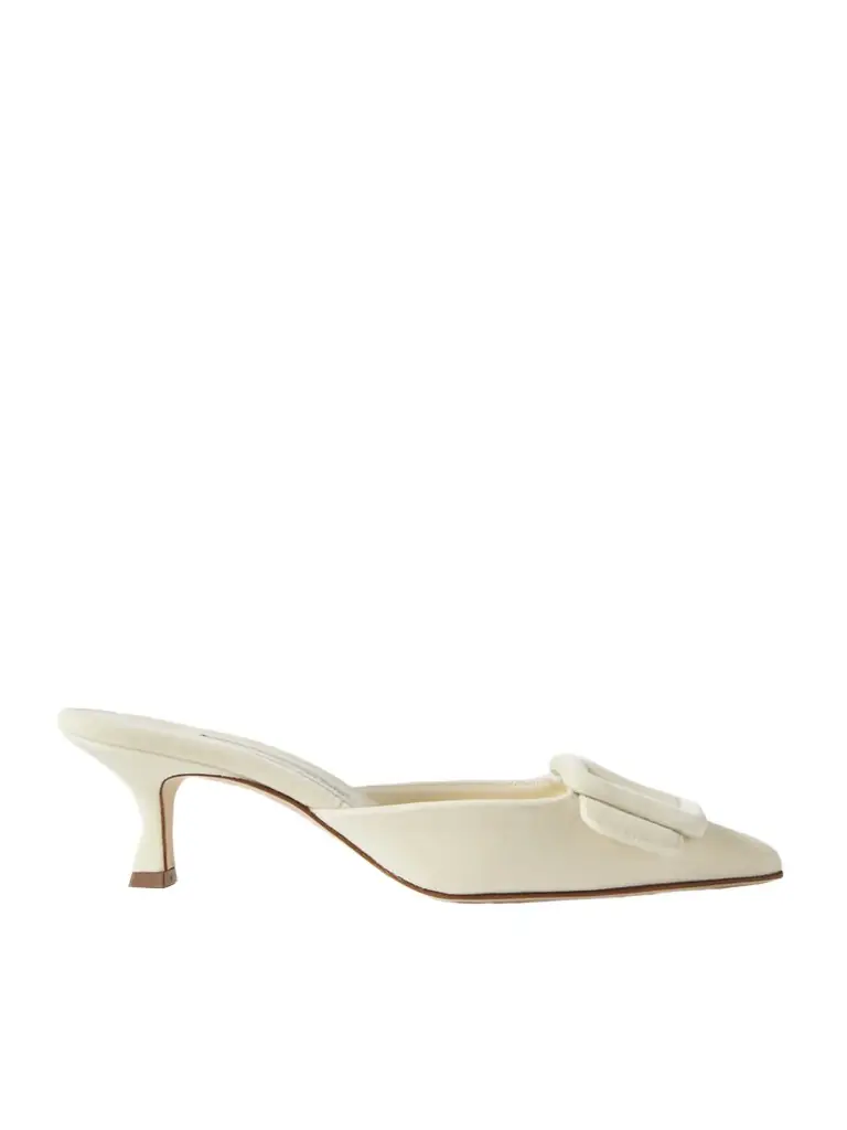 Manolo Blahnik Maysale 50 Buckled Velvet Mules