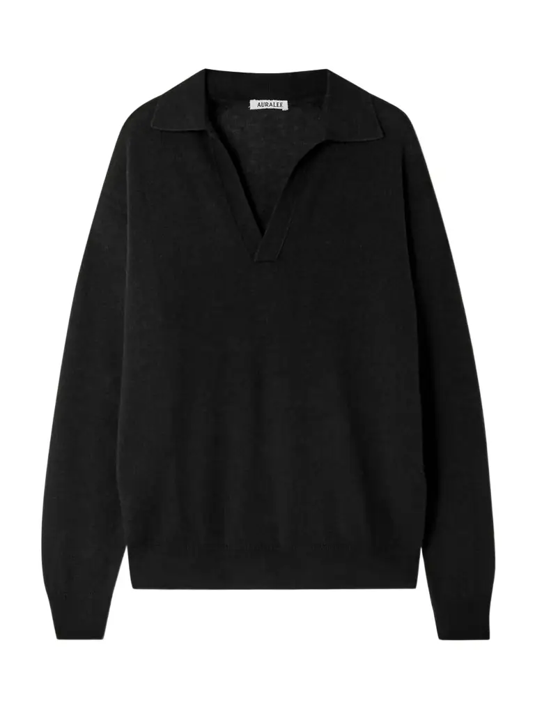 Auralee Cashmere And Silk-blend Polo Sweater