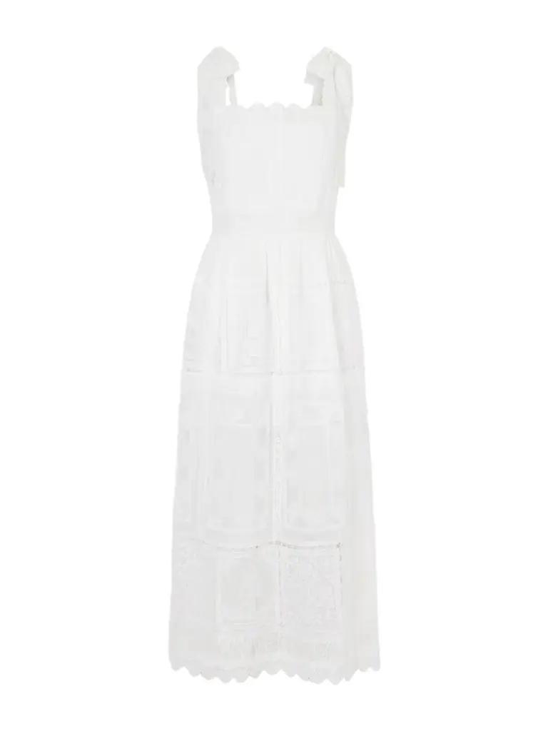 Zimmermann Aster Scalloped Lace-trimmed Maxi Dress