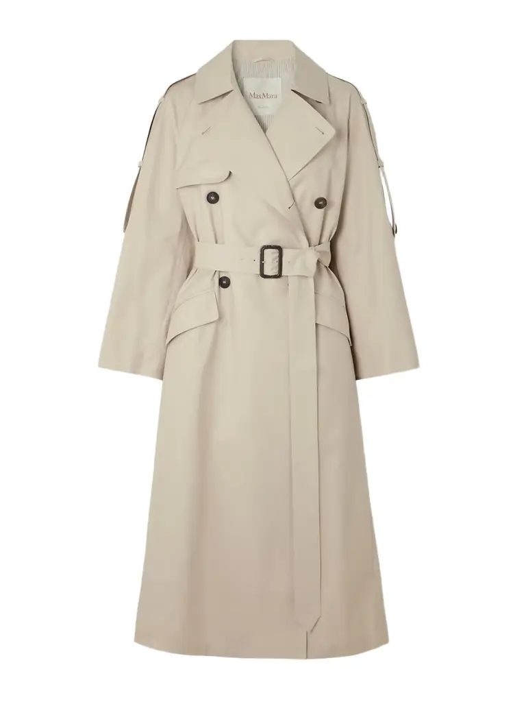 Max Mara Delfino Double-breasted Belted Cotton-blend Twill Trench Coat