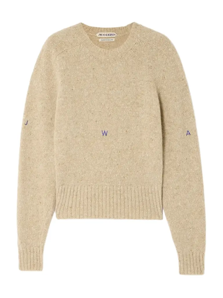 JW Anderson Embroidered Merino Wool And Mohair-blend Sweater