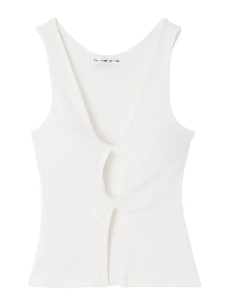 Christopher Esber Cutout Twist-front Ribbed-knit Tank