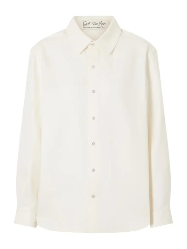 God’s True Cashmere Silver Solid Linen Shirt