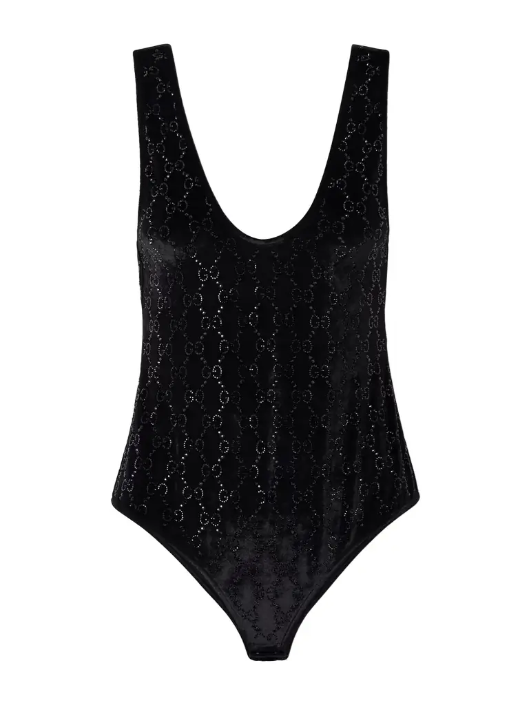 Gucci Crystal-embellished Chenille-jacquard Bodysuit