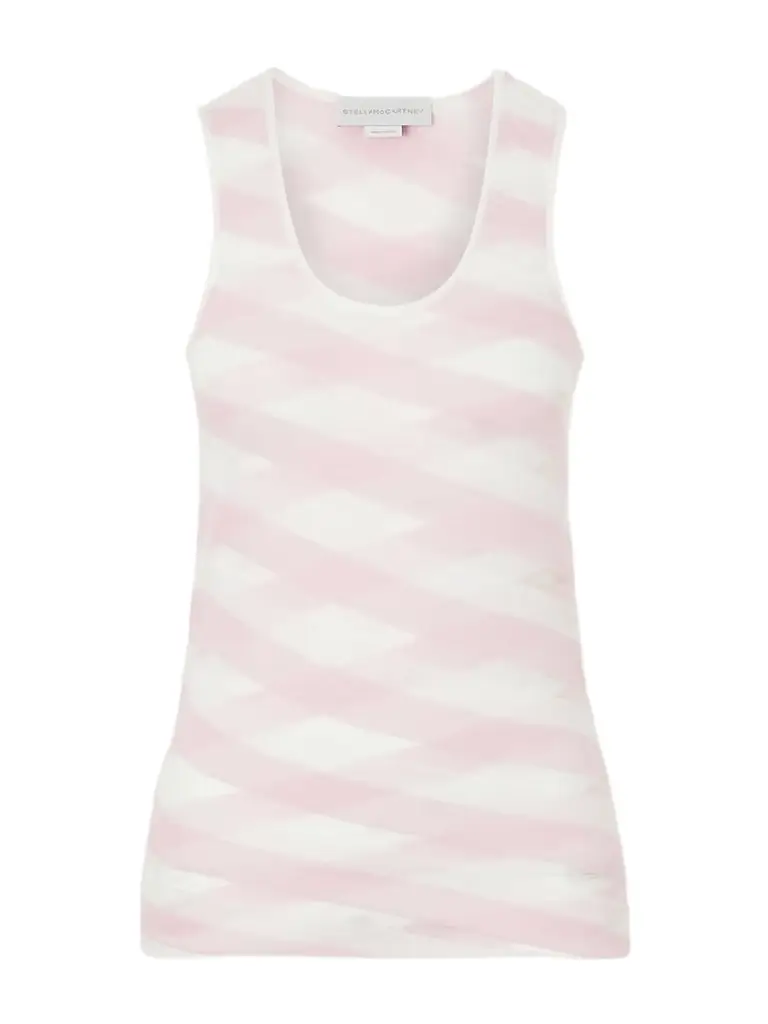 Stella McCartney Striped Mesh-paneled Cotton-blend Tank Top