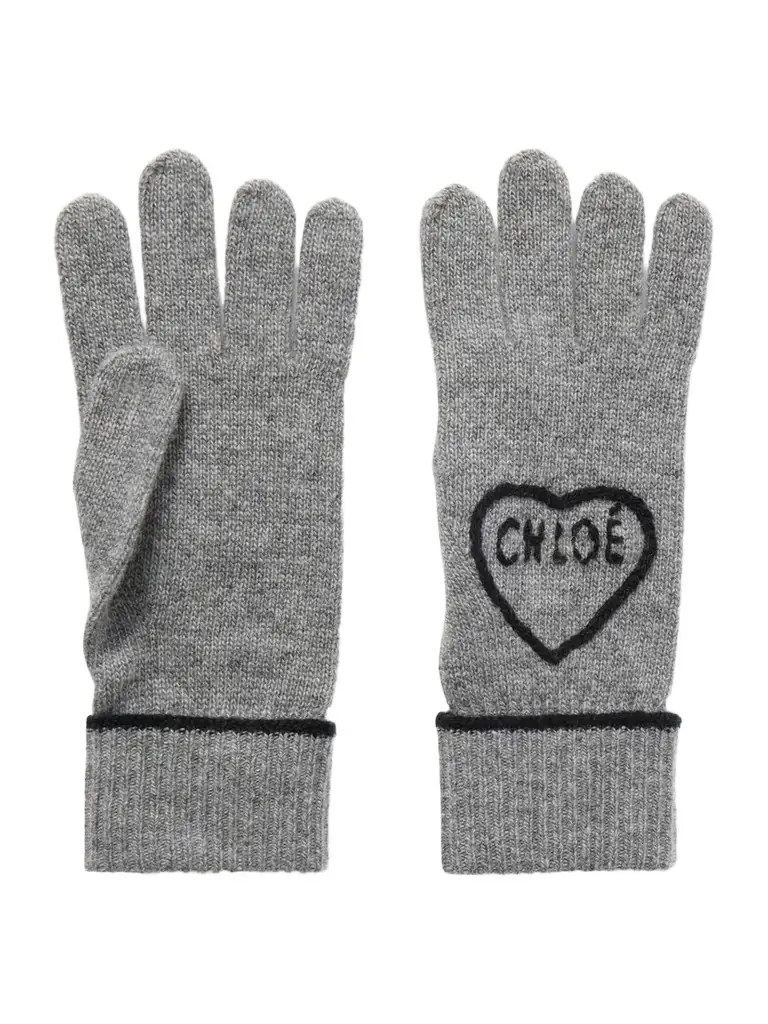 Chloé Embroidered Wool And Cashmere-blend Gloves