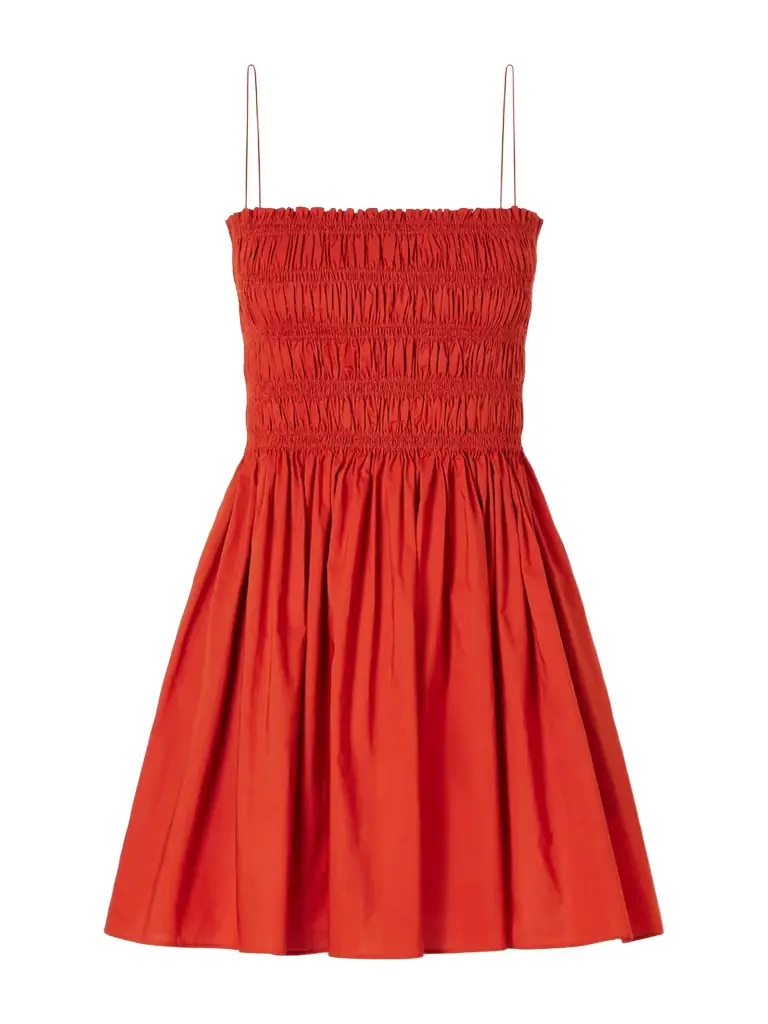 Matteau Shirred Organic Cotton-poplin Mini Dress