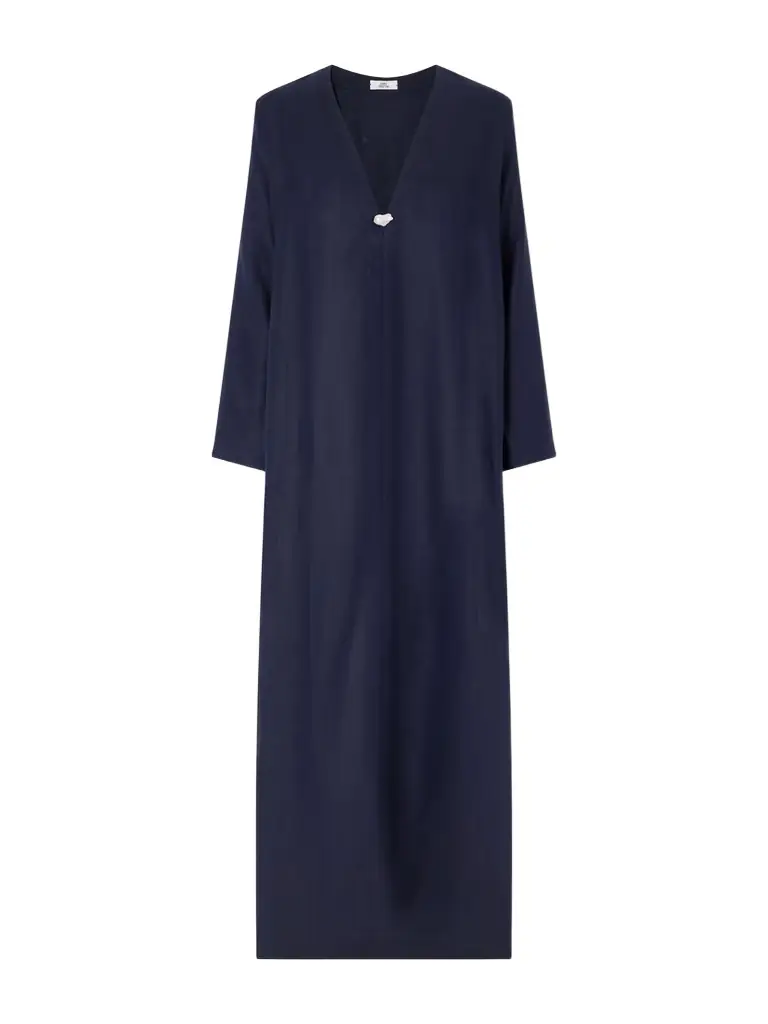 SARA CRISTINA Pearl-embellished Linen Kaftan