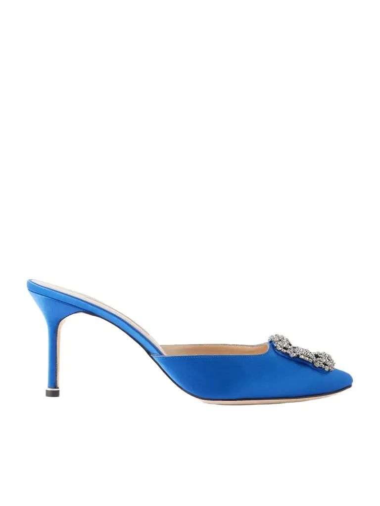 Manolo Blahnik Hangisimu 70 Embellished Satin Mules