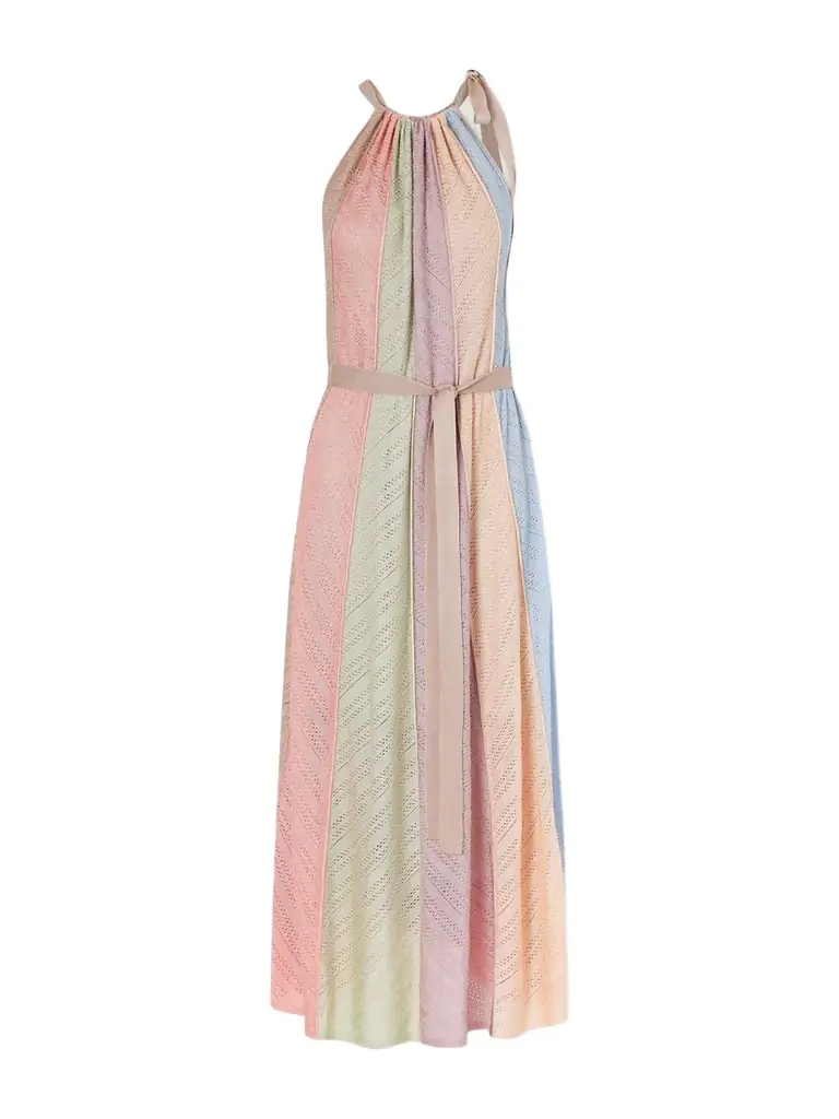 Zimmermann Mahon Splice Halter Mesh Midi Dress
