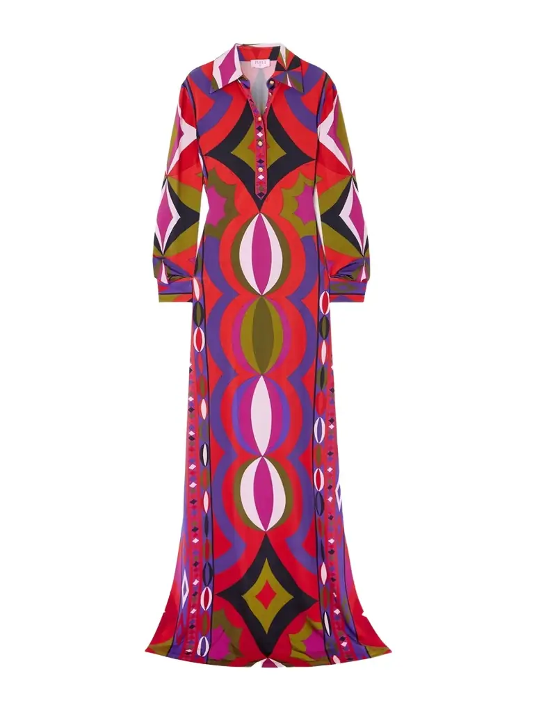 PUCCI Printed Satin Maxi Dress