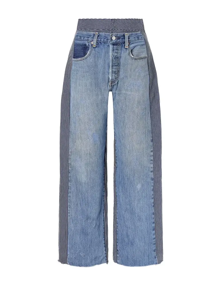 B SIDES Double Waistband Rework Wide-leg Jeans