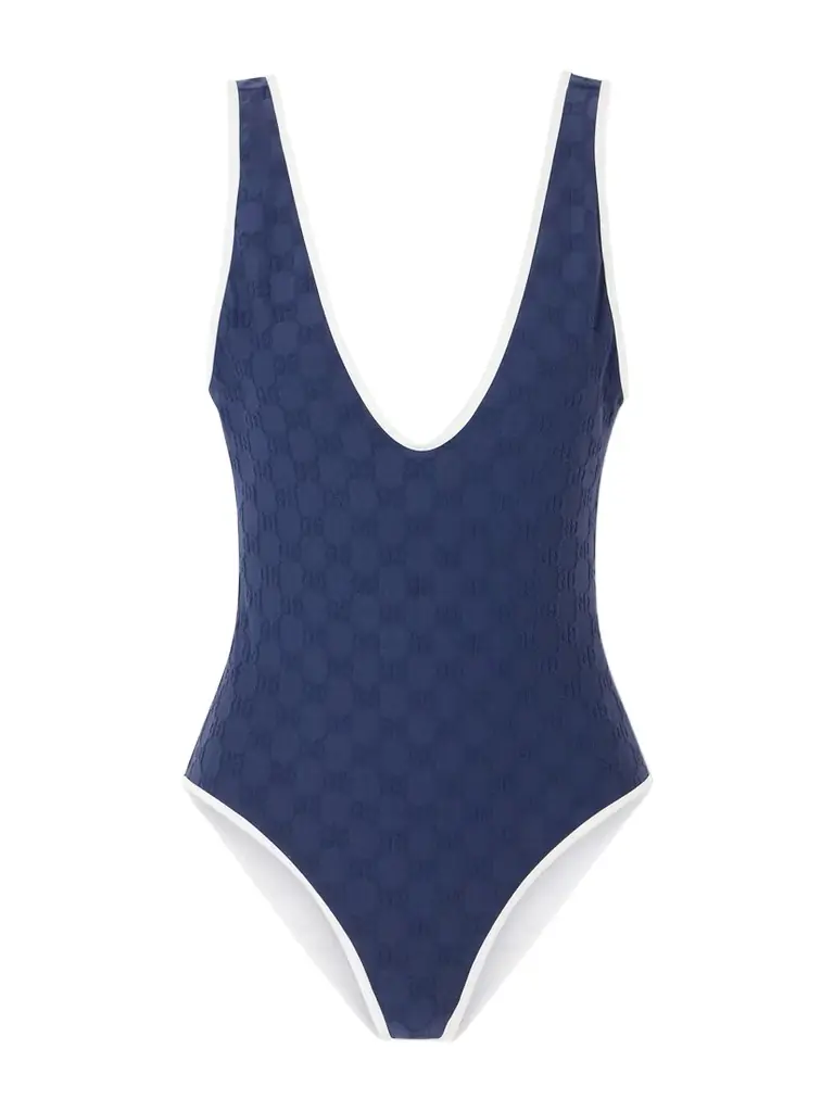 Piped Terry-jacquard Swimsuit