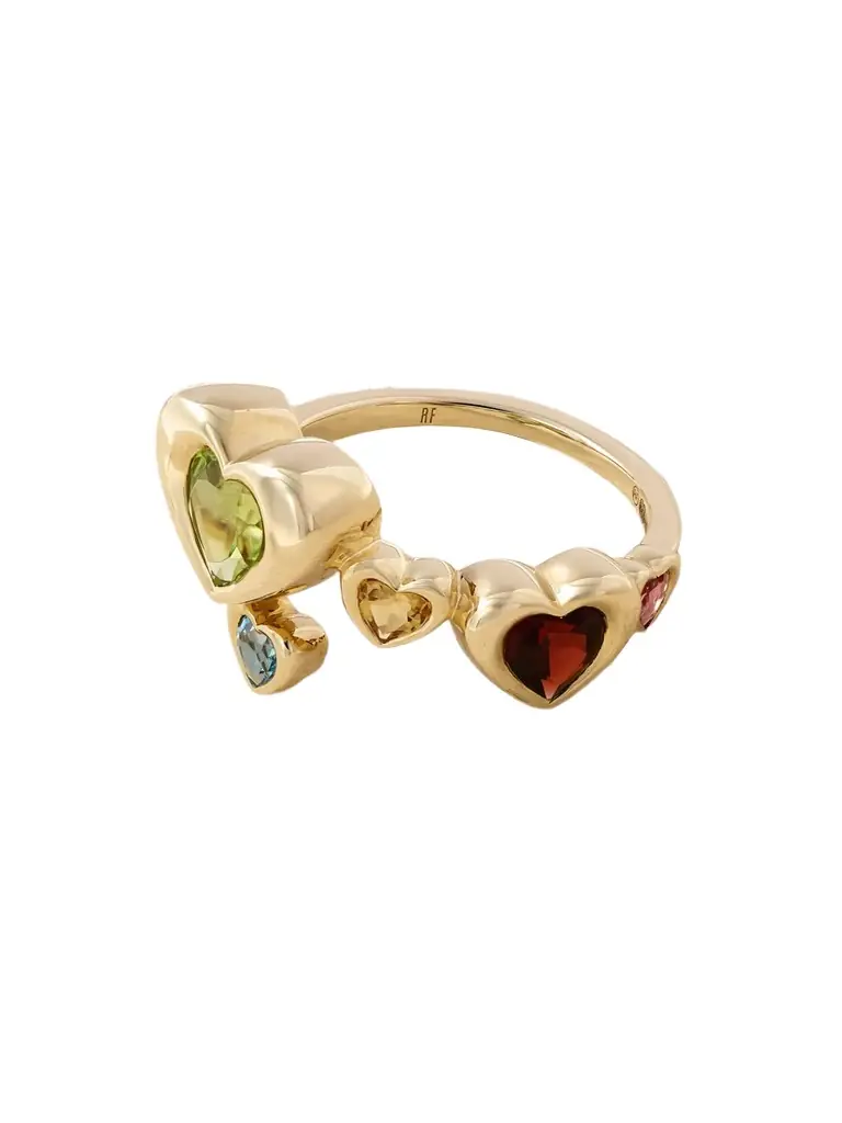 Roxanne First Twisted Heart Stack 14-karat Gold Multi-stone Ring