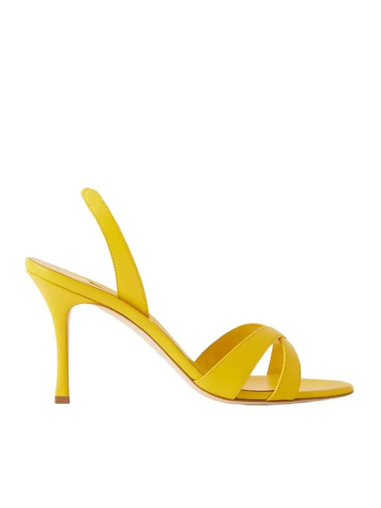 Manolo Blahnik Callasli 90 Leather Slingback Sandals