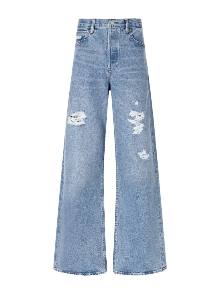 Frame The Loose Distressed Low-rise Wide-leg Jeans