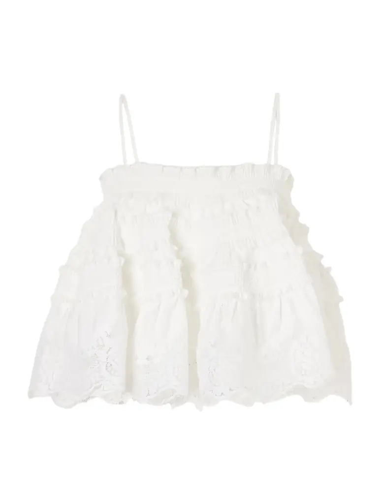 Zimmermann Strapless Lace-trimmed Cotton Top