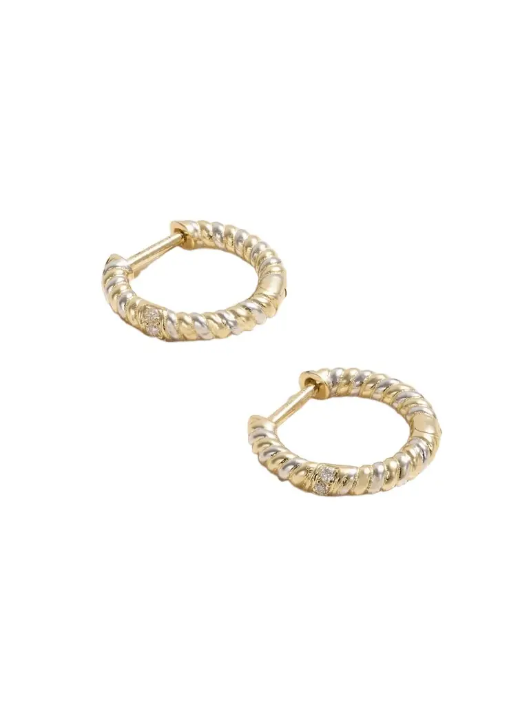 Yvonne Léon 9-karat Yellow And White Gold Diamond Hoop Earrings