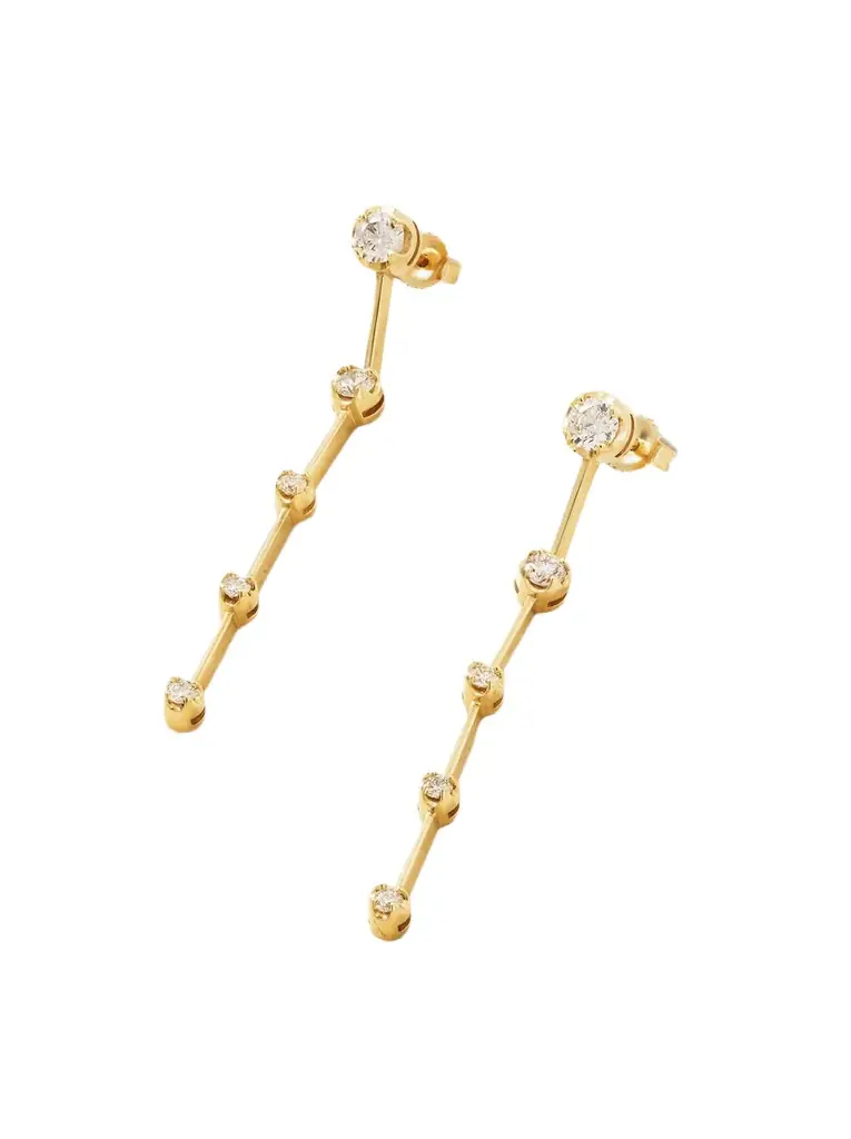 Jennifer Meyer Linear 5 Illusion 18-karat Gold Diamond Earrings