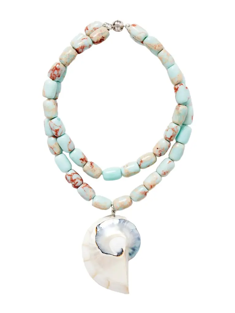 Julietta Nautilus Rhodium-plated, Resin, Agate And Shell Necklace