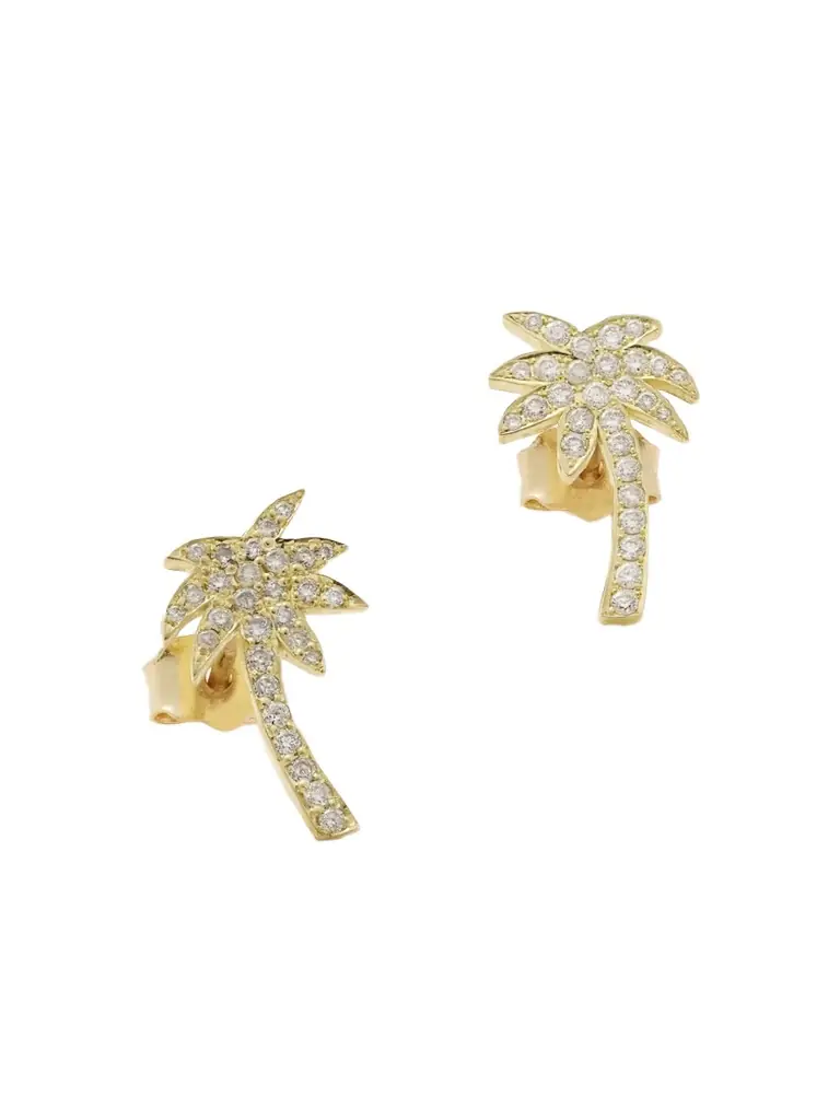 Jennifer Meyer Mini Palm Tree 18-karat Gold Diamonds Earrings