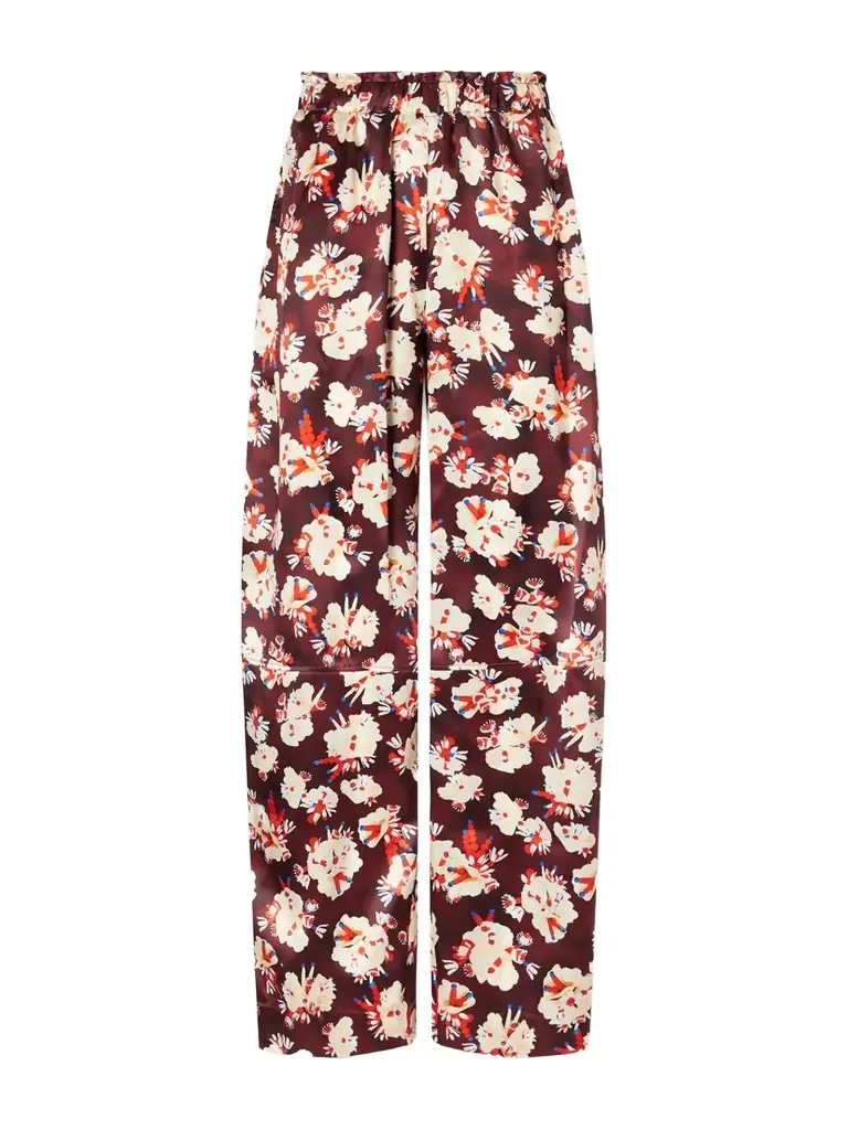 Rabanne Floral-print Wide-leg Silk Pants