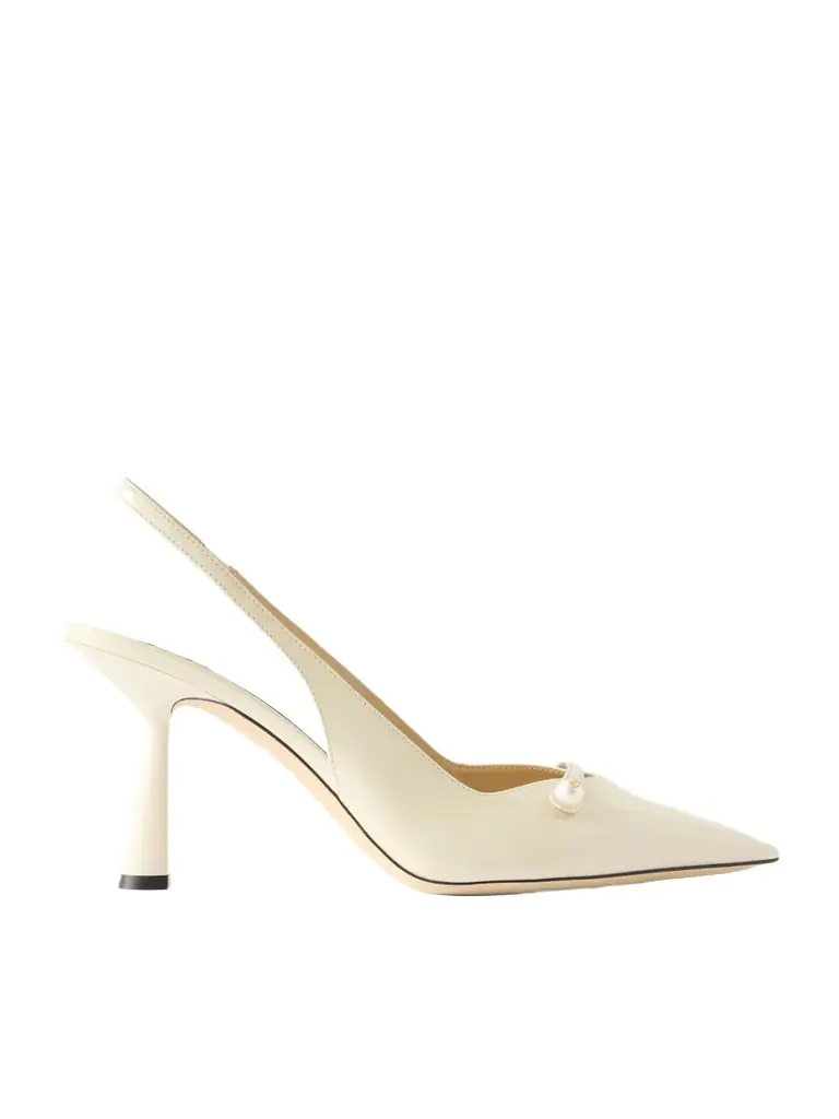 Jimmy Choo Amita 85 Embellished Patent-leather Slingback Pumps