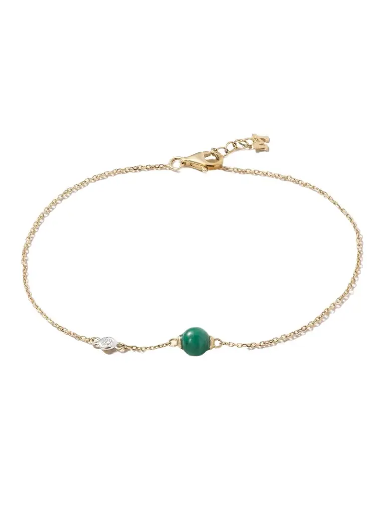 Mateo Dot 14-karat Gold, Malachite And Diamond Bracelet
