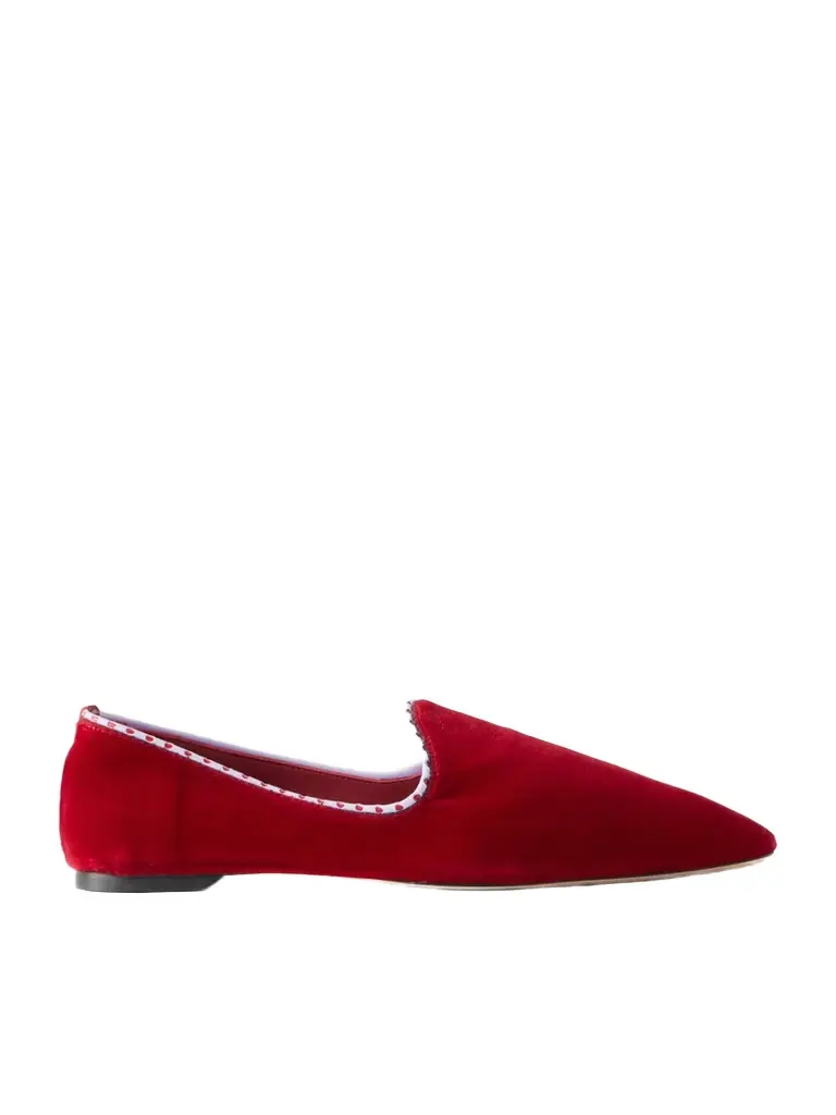 TOTEME Velvet Leather-trimmed Velvet Loafers