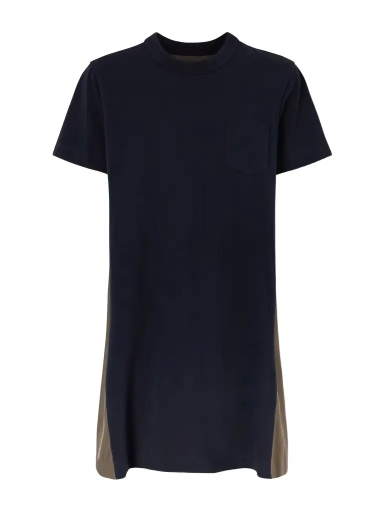 Sacai Shell-paneled Cotton-blend Jersey Mini Dress