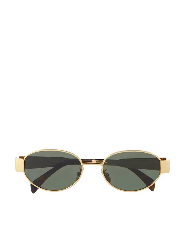 CELINE Eyewear Oval-frame Gold-tone And Tortoiseshell Acetate Sunglasses