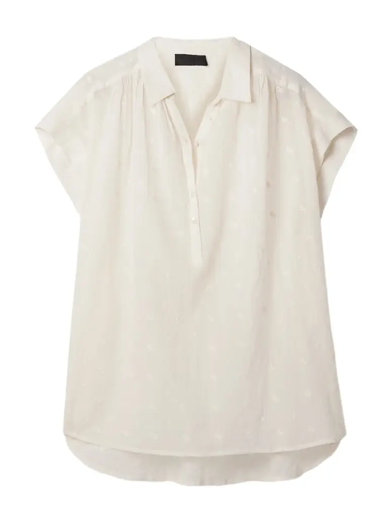 Nili Lotan Normandy Embroidered Cotton-voile Blouse